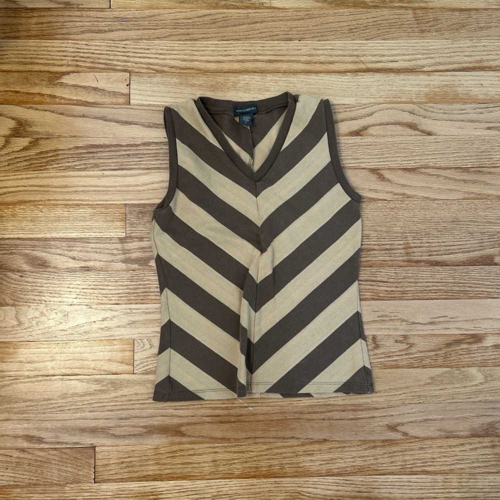 Brown and cream striped tank top